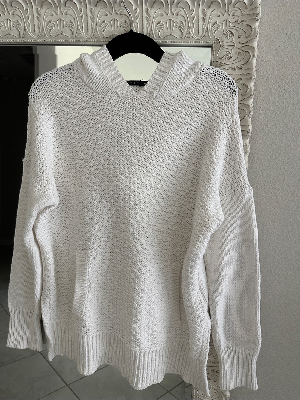 Rag & Bone Addie White Hooded Knit Sweater